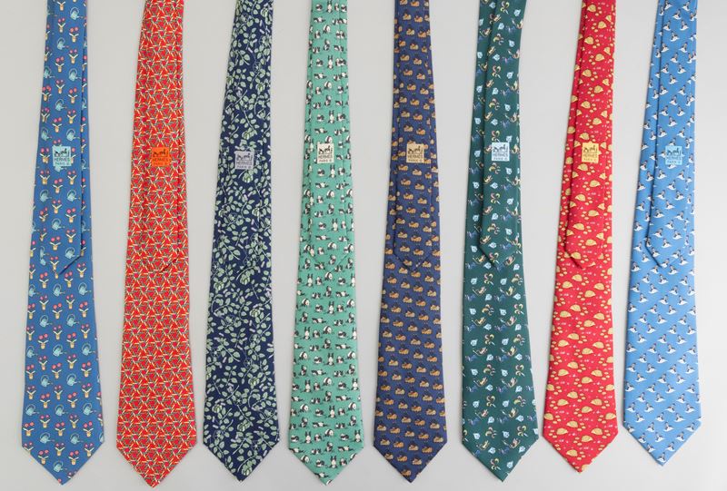 Hermes Lotto di 8 cravatte in seta  - Asta Fashion Vintage - Cambi Casa d'Aste