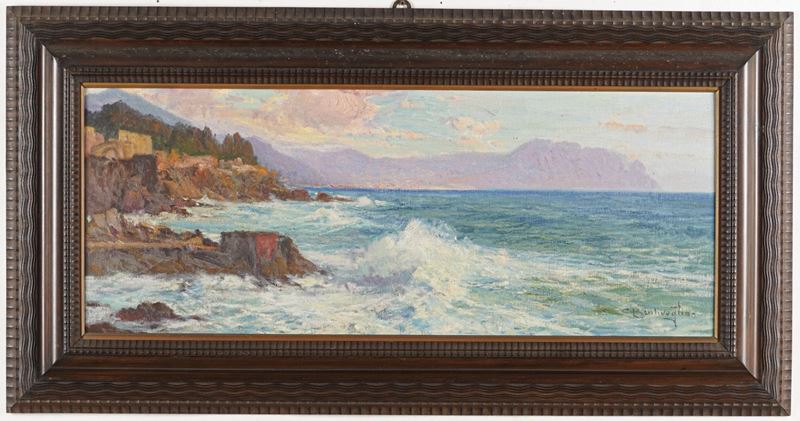 Cesare Bentivoglio : Marina  - olio su tela - Auction 19th and 20th Century Paintings - Cambi Casa d'Aste