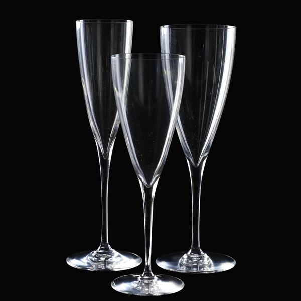 Servizio di calici "Dom Pérignon". Francia, Manifattura Baccarat, seconda metà del XX secolo.