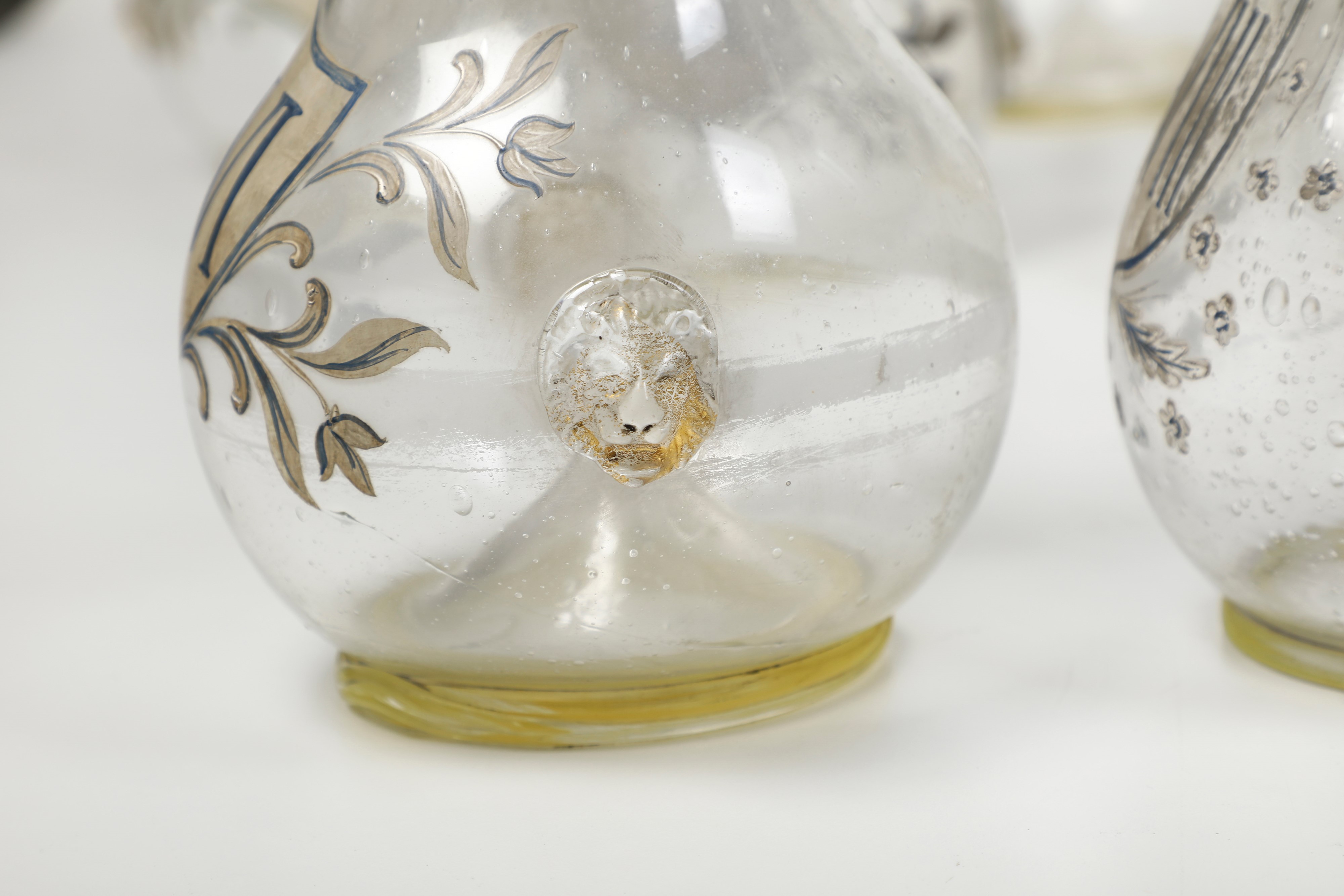 Dieci Vasi da Farmacia con Coperchio.venezia (?), XVIII Secolo (vetro). Decorazione, XIX Secolo.