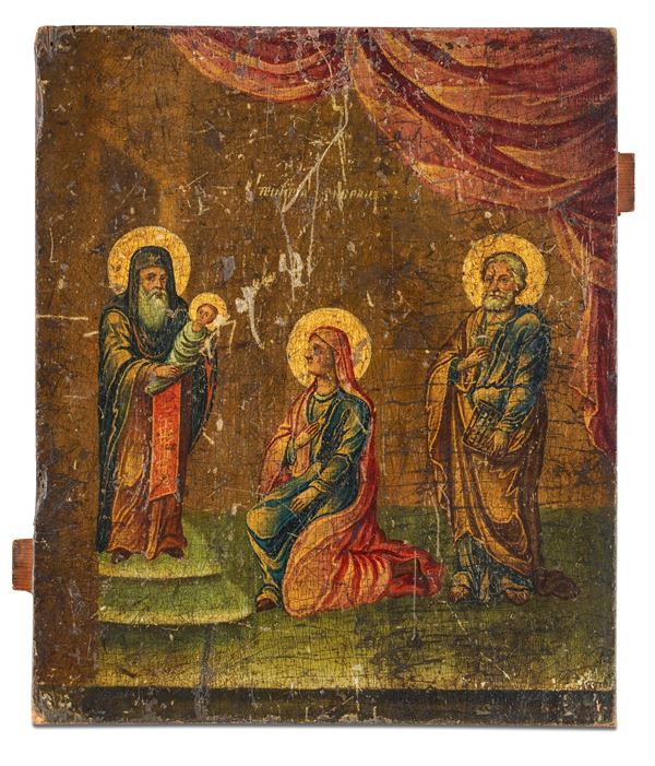Icona raffigurante la Presentazione di Cristo al tempio. Romania, XIX-XX secolo.