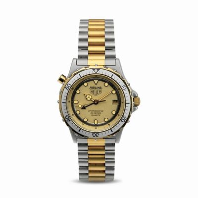 Sportivo Airline Gmt al Quarzo in Acciaio con Parti Laminate Quadrante Champagne, Ghiera Girevole...