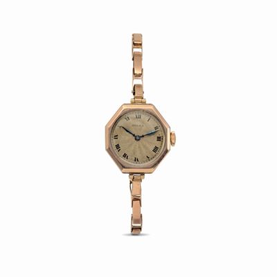 Raro Orologio Marconi in Oro Rosa 9k della Prima Parte del XX Secolo Quadrante Argentè Flinquè co...