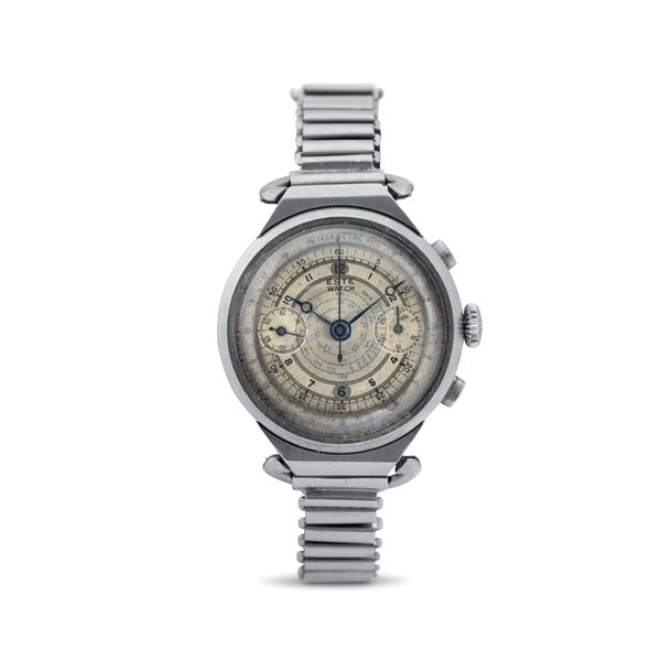 Este Watch - Este Watch chrono jointed lugs bamboo bracelet three-tone dial with steel tachymeter scale