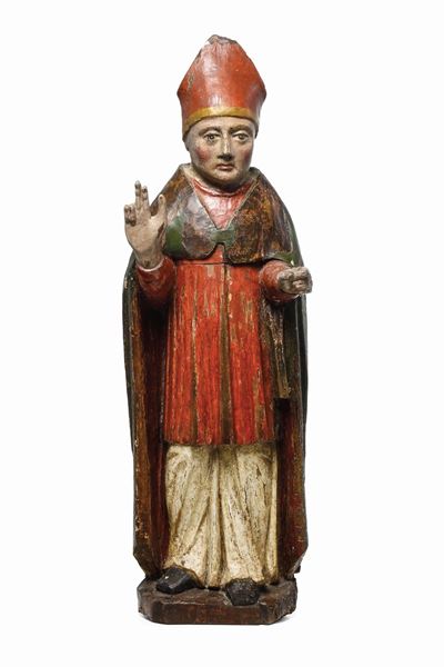 Santo Vescovo (san Gennaro?). Scultura Dell’italia Centro Meridionale XVI Secolo