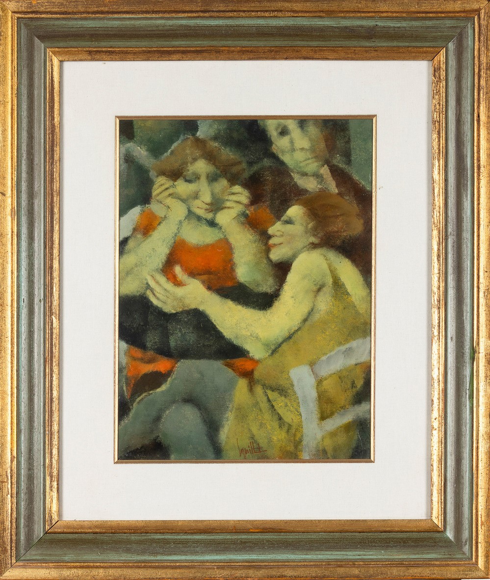 Remo Squillantini - Figure, olio su tavola