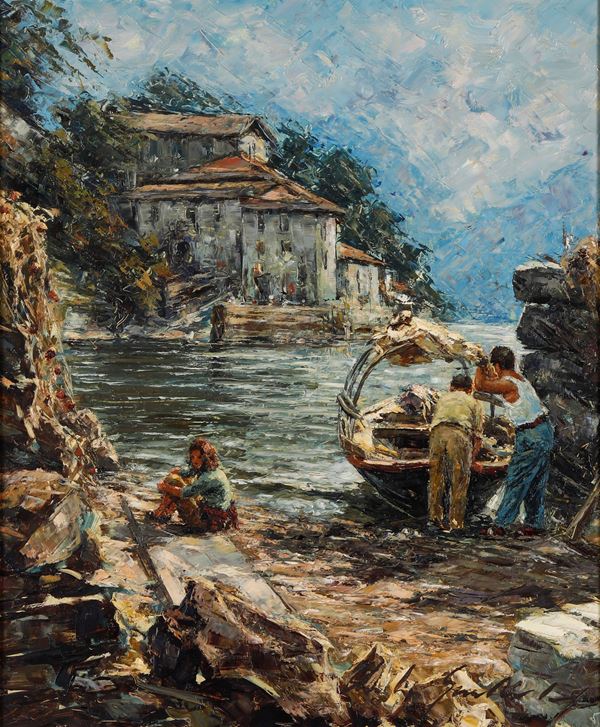 Artista non identificato Veduta con pescatori