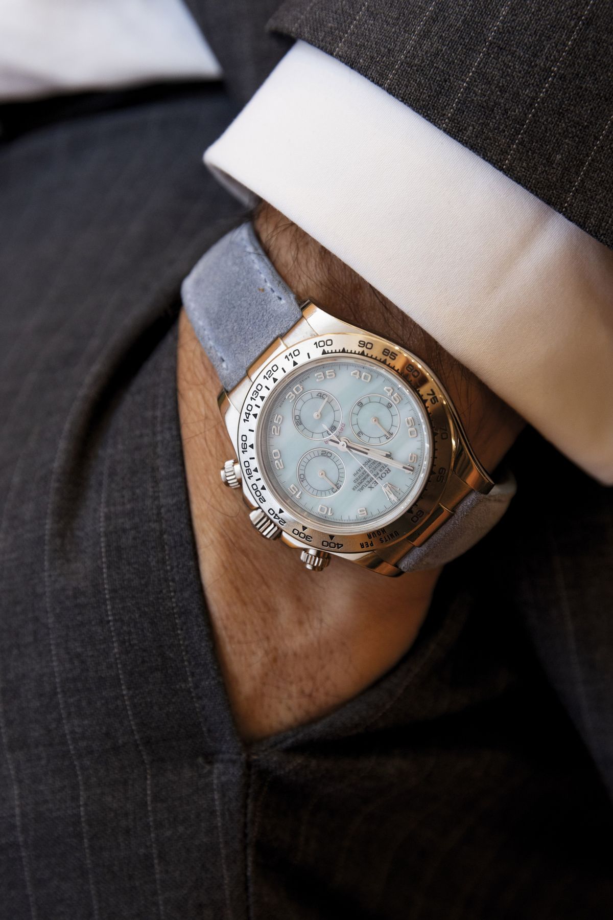 Rolex - Attraente ed Unico Cosmograph Daytona Ref 116519 con Quadrante in Madreperla Azzurra, Cas...