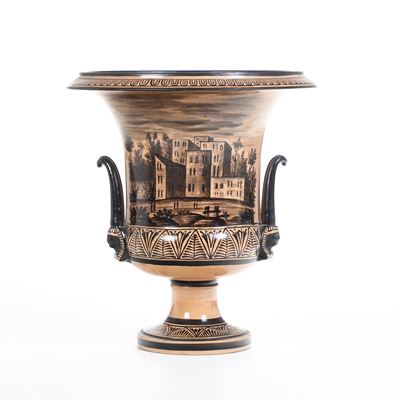 Vaso a Cratere.napoli, Manifattura Giustiniani, Prima Metà del XIX Secolo.