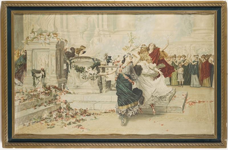 Grande oleografia in cornice  - Asta Antiquariato - Cambi Casa d'Aste