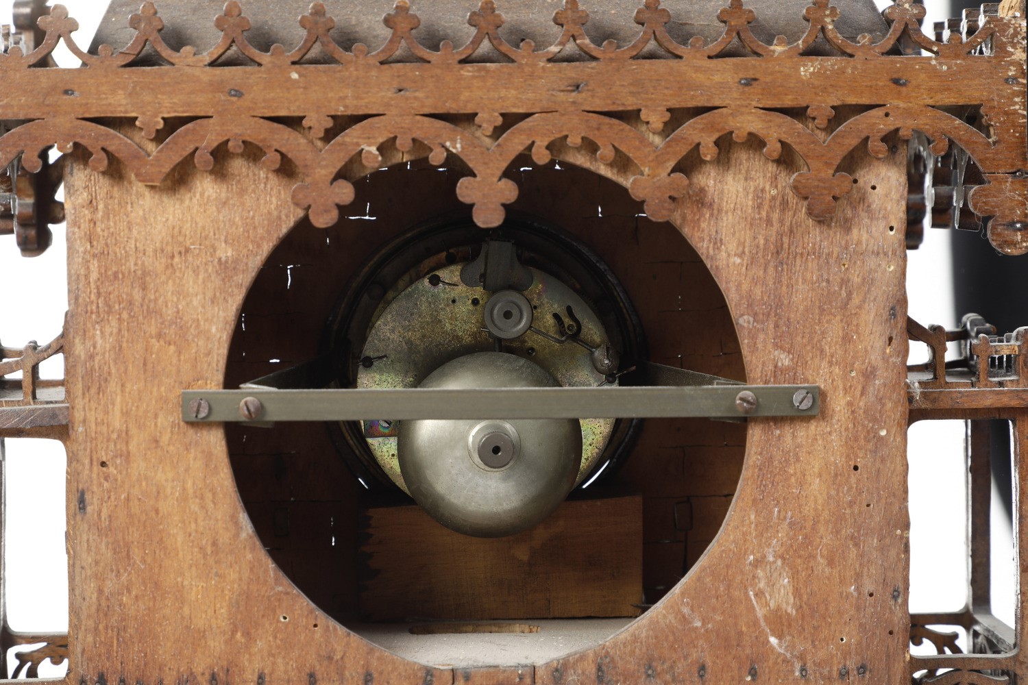 Orologio da Tavolo di Forma Architettonica in Legno. XX Secolo