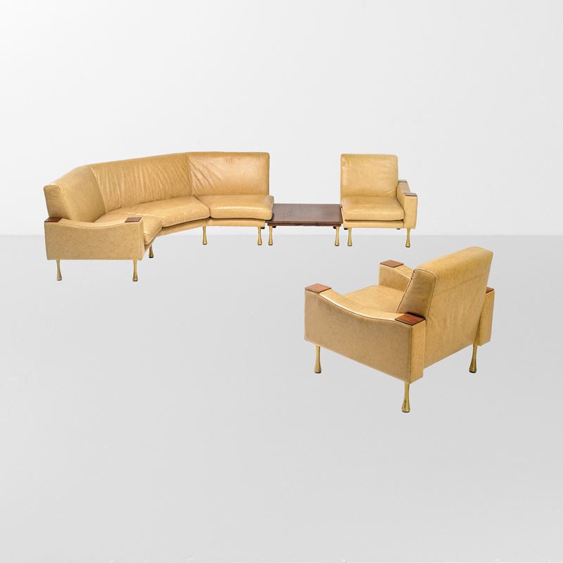 Angelo Mangiarotti : Salotto modulare con tavolino.  - Auction Fine Design - Cambi Casa d'Aste