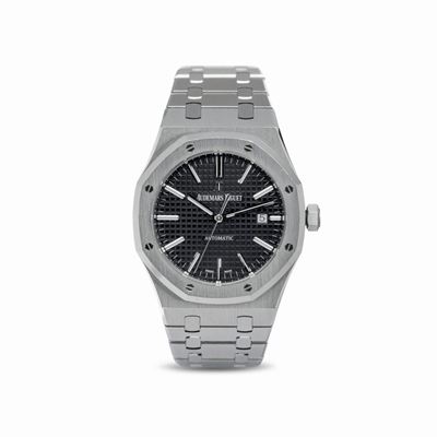 Royal Oak 15400st, in Acciaio con Quadrante Nero Grande Tapissserie , Indici Lunghi e Datario con...