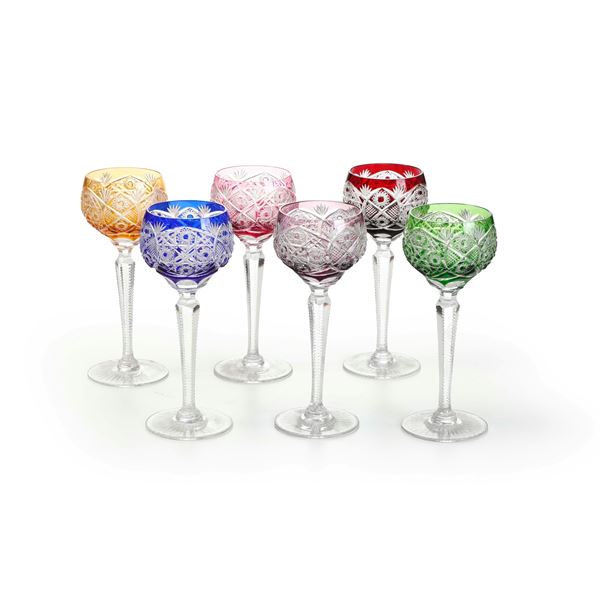 Sei calici.<BR>Probabilmente Boemia, metà del XX secolo circa.