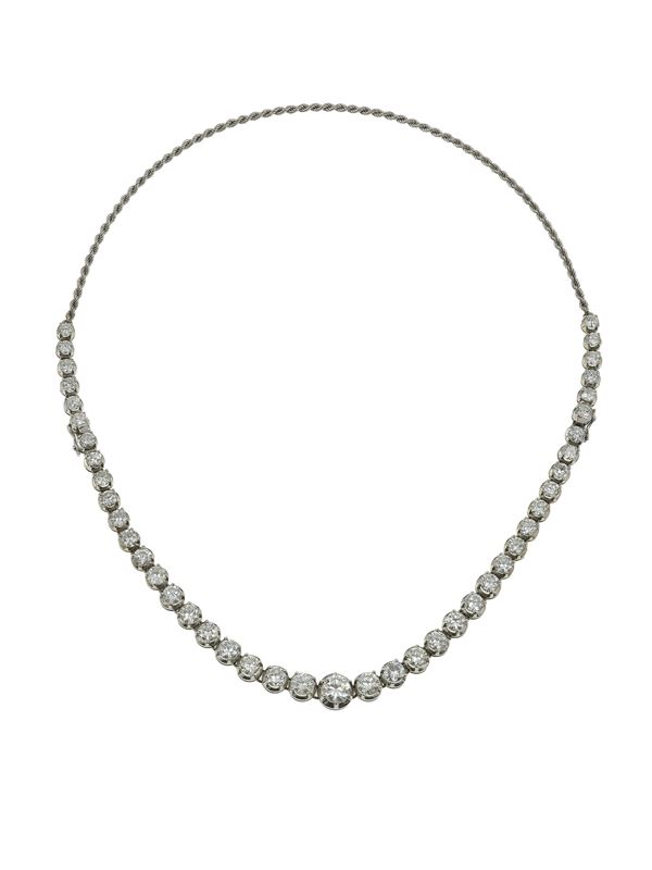 Brilliant-cut diamond necklace. Total weight carats 12.00 approx. The necklace can be converted into a bracelet