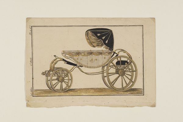 Serie di nove stampe raffiguranti carrozze e cappelli, Le Compte de Reisette, Paris