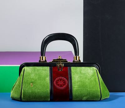 Roberta di Camerino Borsa Media in Velluto e Pelle, Difetti, in Ottime Condizioni, Dustbag