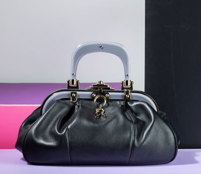 Roberta di Camerino Borsa Grande in Pelle con Manico Grigio, Interno con Piccole Macchie, Difetti...
