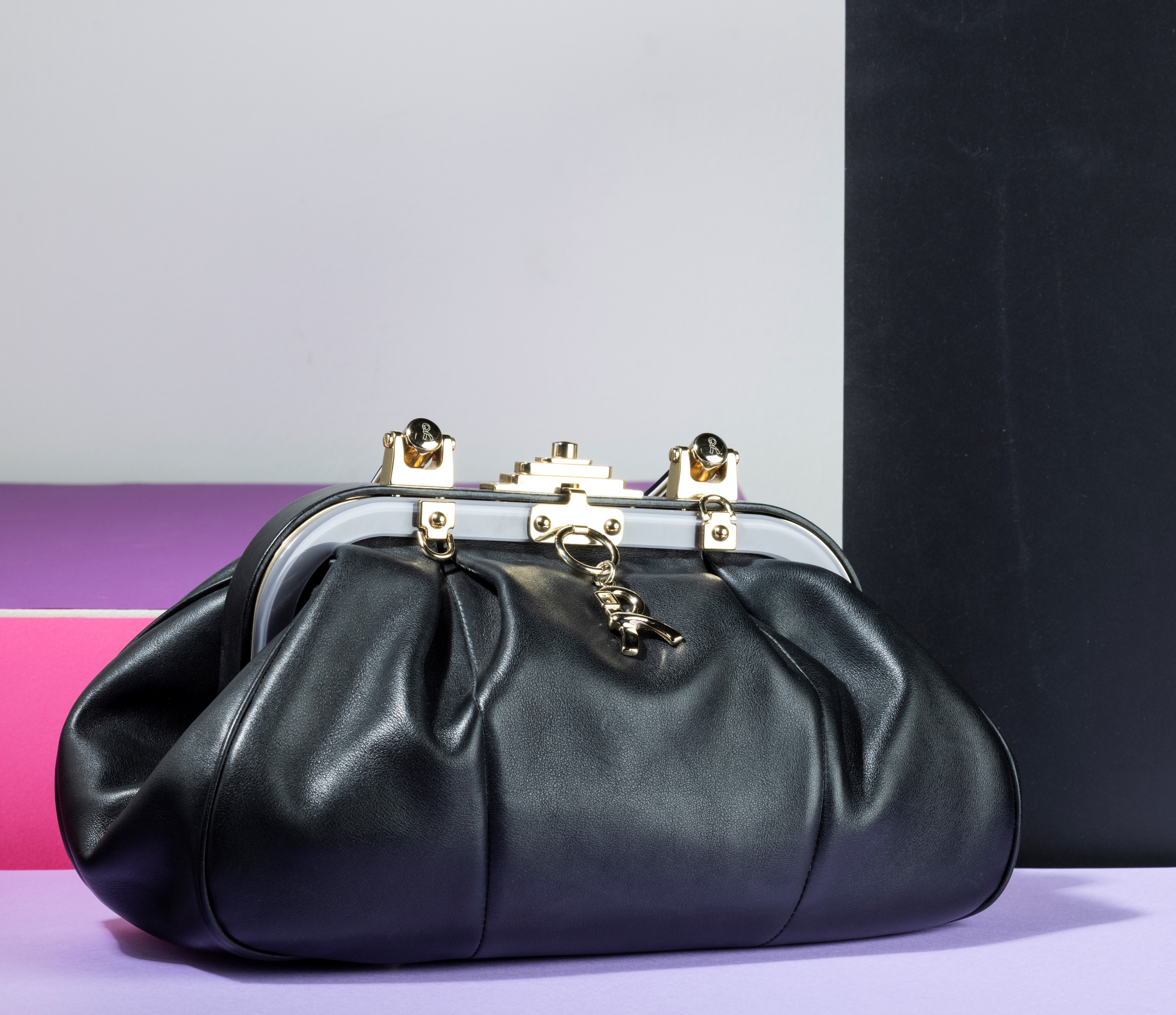 Roberta di Camerino Borsa Grande in Pelle con Manico Grigio, Interno con Piccole Macchie, Difetti...