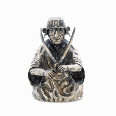 Accendino da Tavolo a Foggia di Samurai. Argentiere Fratelli Lisi Firenze per Mario Buccellati. I...