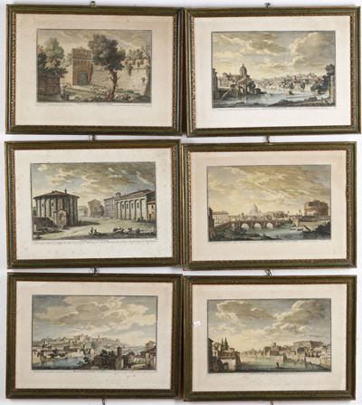 Gruppo di Quattro Incisioni a Colori con Vedute Roma (riproduzioni)