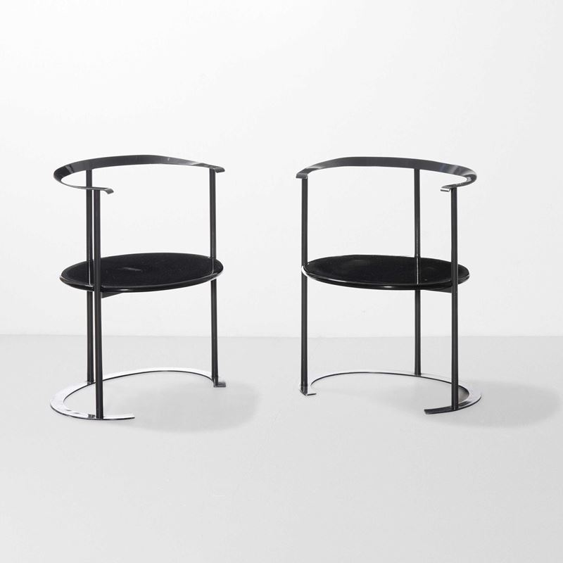 Luigi Caccia Dominioni : Due sedie mod P4 Catilina  - Asta Design - Cambi Casa d'Aste