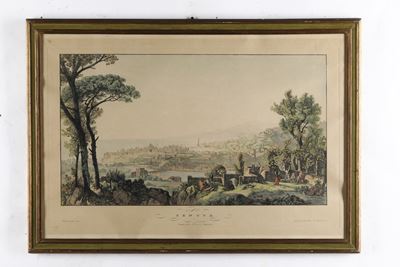 Stampa con Veduta di Genova
