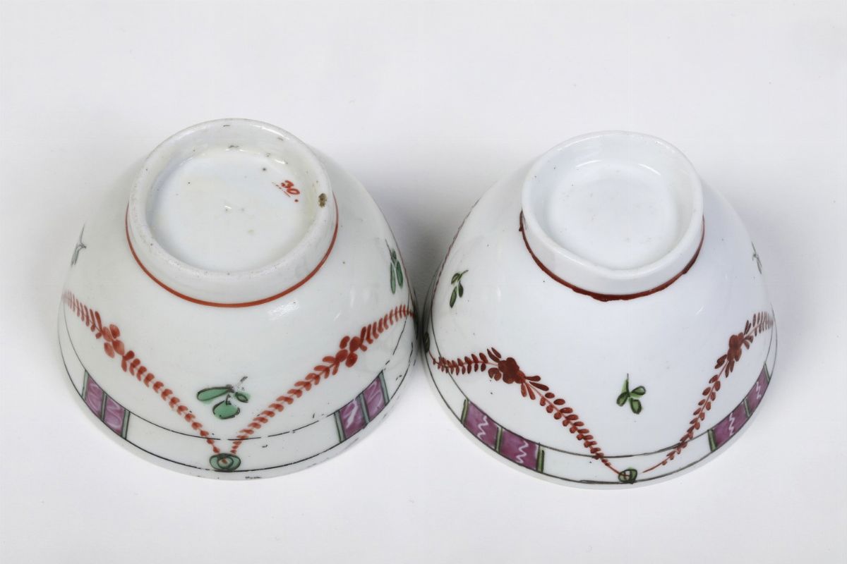 Coppia di Tazze con Piattinonove, Manifattura Antonibon, 1780-1790