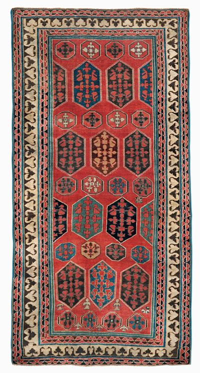 Tappeto Kazak, Bordjalou, Caucaso Metà XIX Secolo