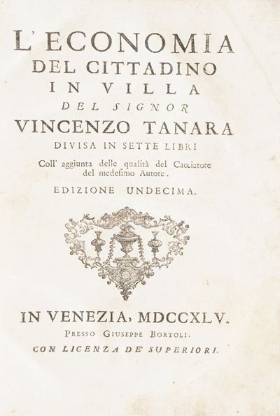 Tanara Vincenzo L'economia del Cittadino in Villa...edizione Undicesima...in Venezia, Presso Gius...