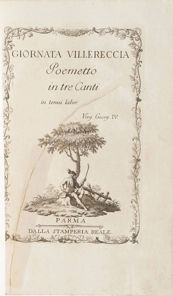 (Bondi Clemente) Giornata villereccia poemetto in tre canti...Parma, dalla stamperia reale, 1773.