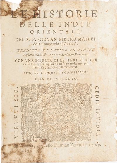 Maffei Giovan Pietro le Historie delle Indie Orientali...tradotti di Latino in Lingua Toscana da ...