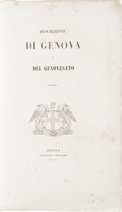 Aavv Descrizione di Genova e del Genovesato...genova, Tipografia Ferrando, 1846. Tre Volumi.