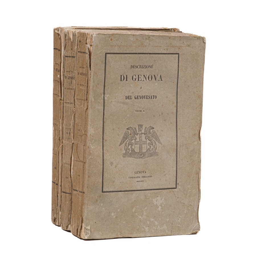 Aavv Descrizione di Genova e del Genovesato...genova, Tipografia Ferrando, 1846. Tre Volumi.