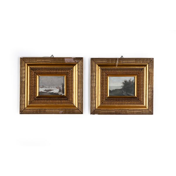 Pittore del XIX-XX secolo Due dipinti con paesaggi