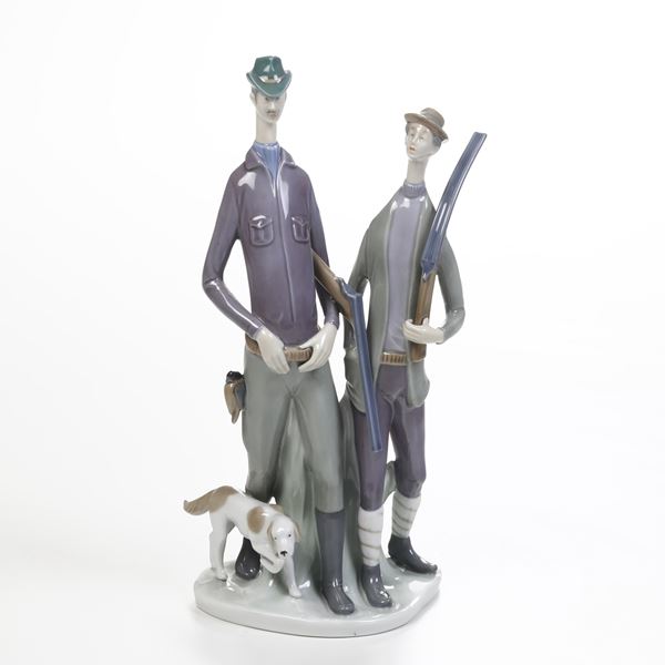 Gruppo con cacciatori.  Germania, Manifattura di Graefenthal, seconda metà del XX secolo. 