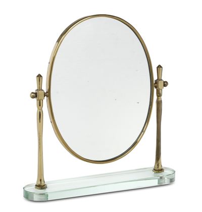 Specchio Ovale con Base in Vetro