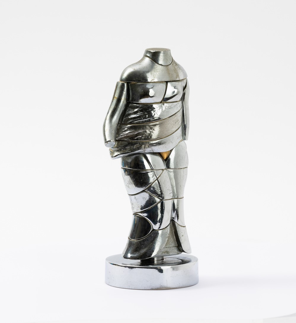 Miguel Berrocal - Mini cariatide, scultura in metallo cromato