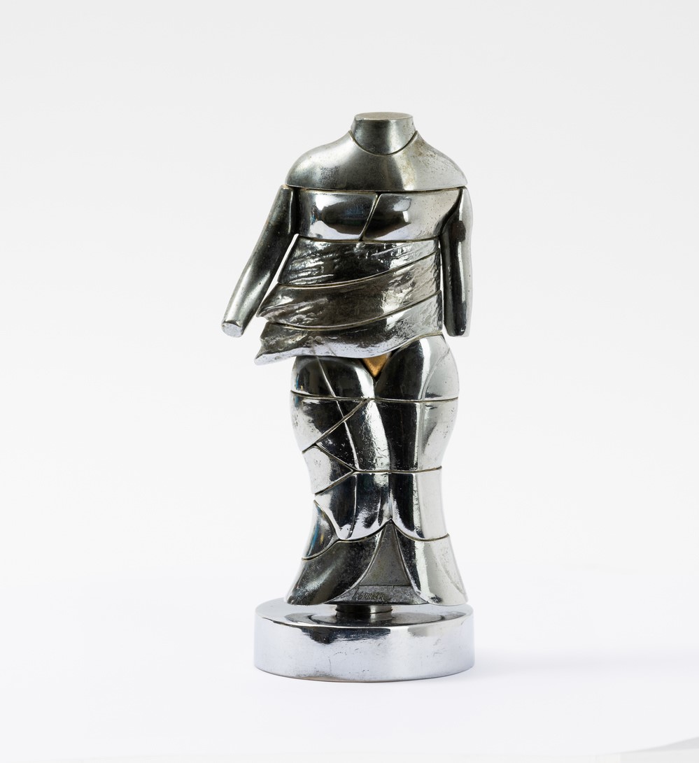 Miguel Berrocal - Mini cariatide, scultura in metallo cromato