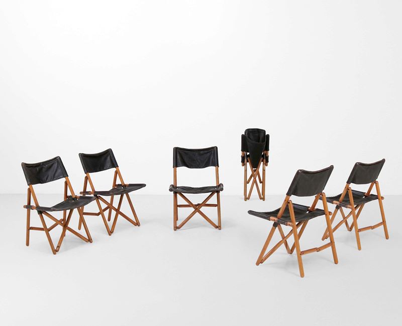 Sergio Asti : Sei sedie pieghevoli mod. Navy  - Auction Design - Cambi Casa d'Aste