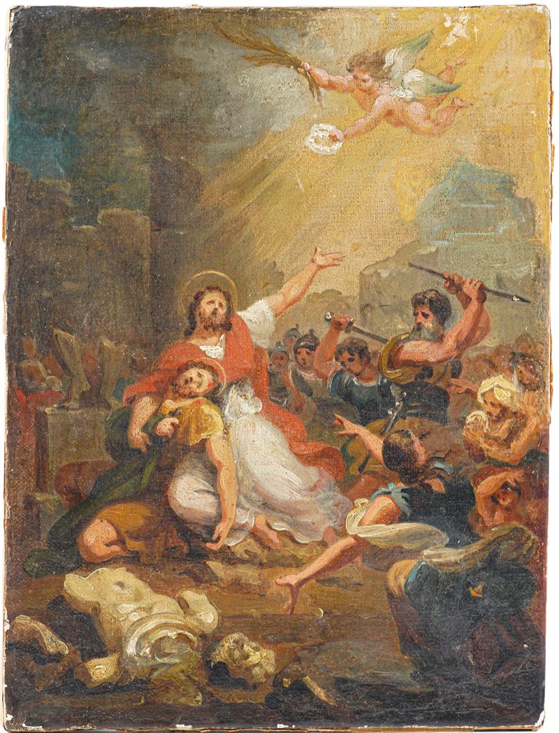 Scuola del XIX secolo Scena di martirio  - olio su tela - Auction Old Masters - Cambi Casa d'Aste