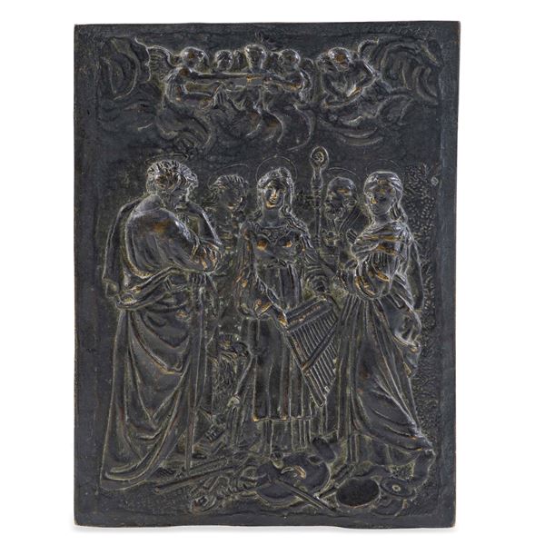 Placca con santi e angeli. Arte italiana, probabile XVI-XVII secolo