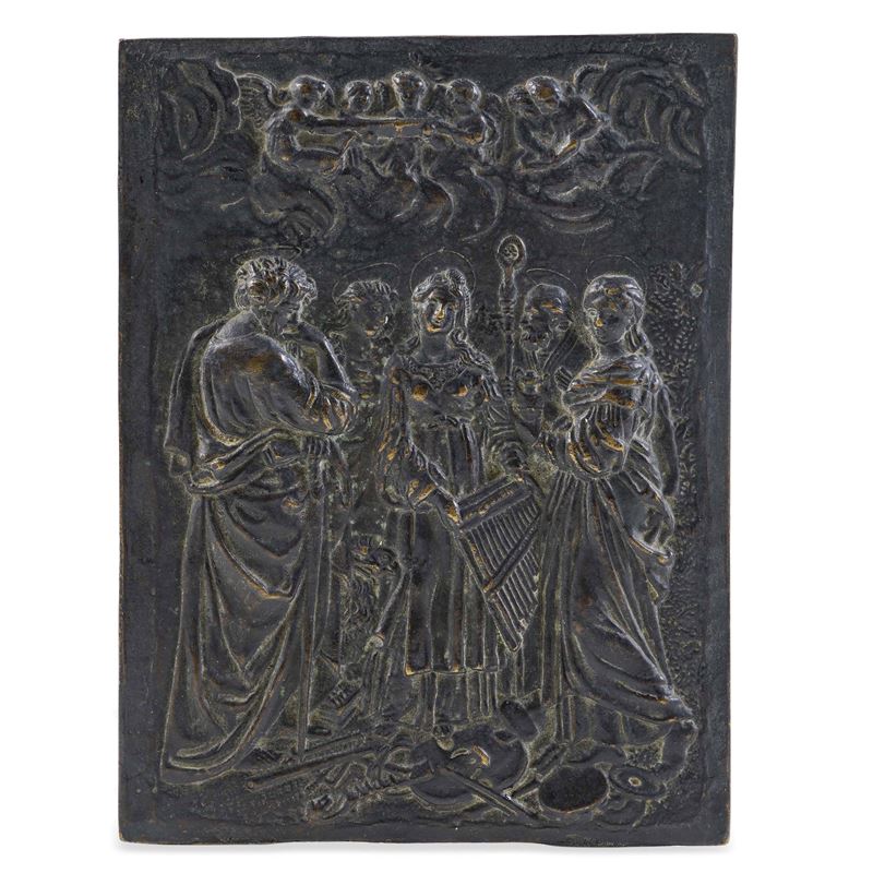 Placca con santi e angeli. Arte italiana, probabile XVI-XVII secolo  - Asta Scultura e Oggetti d'Arte - Cambi Casa d'Aste