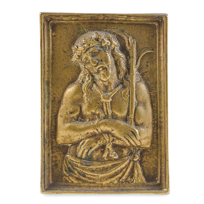 Ecce Homo. Fonditore spagnolo, probabile XVII secolo  - Asta Scultura e Oggetti d'Arte - Cambi Casa d'Aste