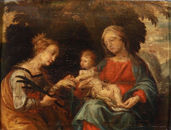 Scuola del XVII secolo Matrimonio mistico di Santa Caterina