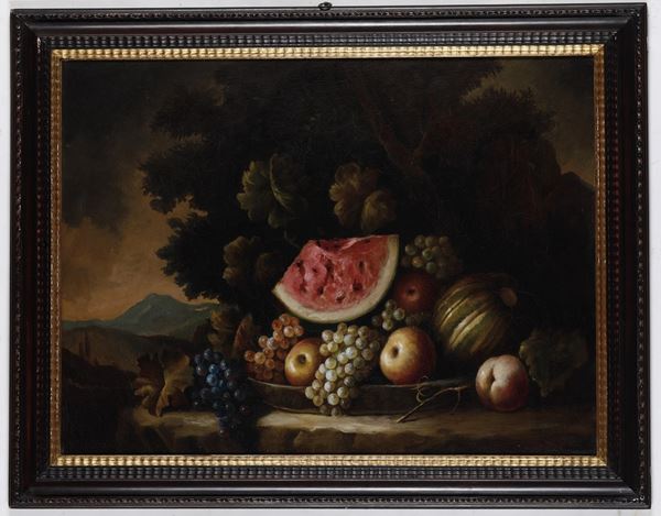 A. Wild (XIX secolo) Natura morta con frutta