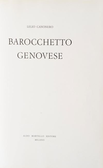 Morazzoni Giuseppe - Canonero Lelio il Mobile Genovese - Barocchetto Genovese