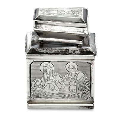 Urna raffigurante il sepolcro di Cristo, argento fuso, sbalzato e cesellato (Mosca, ultimo quarto...