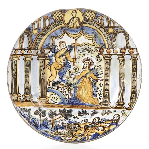 Grande piatto "Cristo nel Giardino del Getsemani". Deruta, XVIII secolo. 
