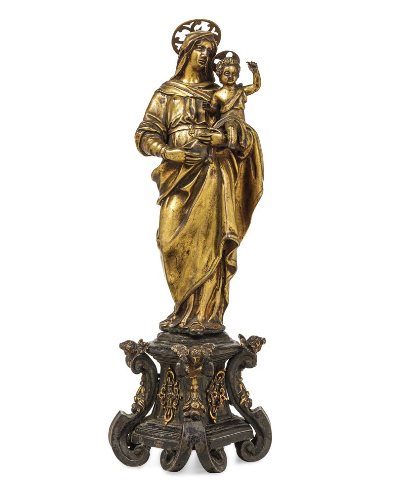 Madonna con Bambino. Fonditore italiano del XVIII secolo  - Asta Scultura e Oggetti d'Arte - Cambi Casa d'Aste